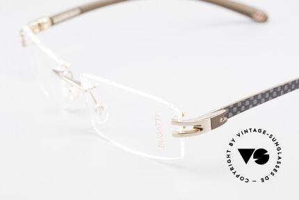 Bugatti 464 Randlose Brille Carbon Gold, ungetragen (wie alle unsere BUGATTI Fassungen), Passend für Herren