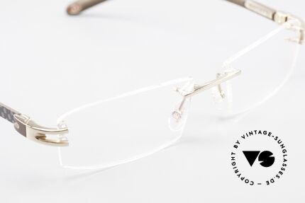 Bugatti 464 Randlose Brille Carbon Gold, KEIN RETRO; ein kostbares ORIGINAL in Gr. 56/16, Passend für Herren