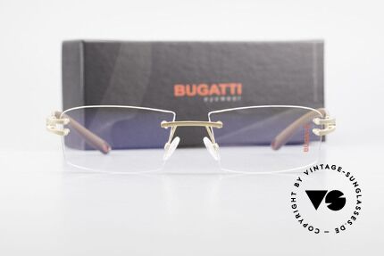 Bugatti 465 Randlose Brille Carbon Gold, Größe: large, Passend für Herren