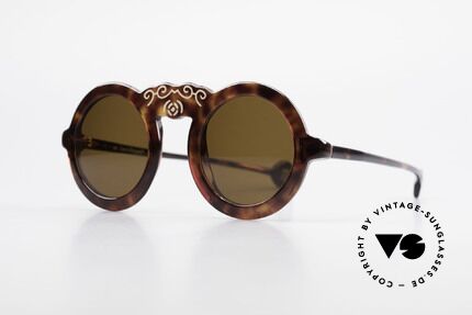 Laura Biagiotti V93 Shangai True Vintage Sonnenbrille 70er, einzigartig schickes Rahmenmuster mit LB Soft-Etui, Passend für Damen
