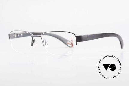 Bugatti 529 Ebenholz Titanium Brille XL, Bügel sind aus echtem afrik. Ebenholz (aus Kamerun), Passend für Herren