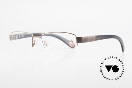 Bugatti 529 XL Ebenholz Titanium Brille, Bügel sind aus echtem afrik. Ebenholz (aus Kamerun), Passend für Herren