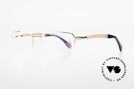 Bugatti 547 Padouk Edelholz Brille Gold L, mit afrikanischem PADOUK Edelholz als Bügel-Inlay, Passend für Herren