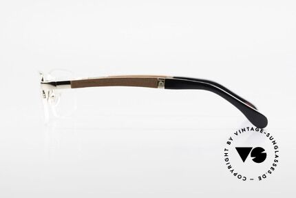 Bugatti 547 Padouk Edelholz Brille Gold L, flexible Federscharniere für eine optimale Passform, Passend für Herren