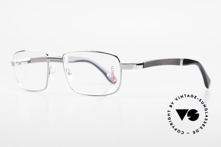 Bugatti 548 Ebenholz Ruthenium Brille L, afrikanisches Ebenholz aus Kamerun als Bügel-Inlay, Passend für Herren