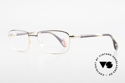 Bugatti 540 Vergoldete Naturhorn Brille, Bügel sind aus echtem dunklen Horn (Naturmaterial), Passend für Herren