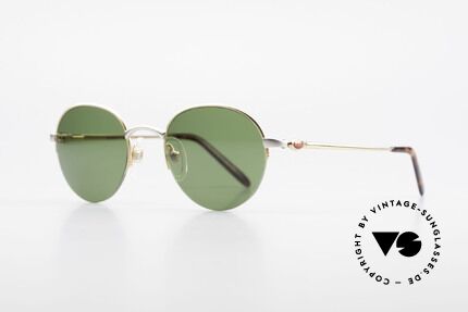 Bugatti 26658 Designer Panto Sonnenbrille, vergoldet/titanium mit flexiblen Federgelenken, Passend für Herren