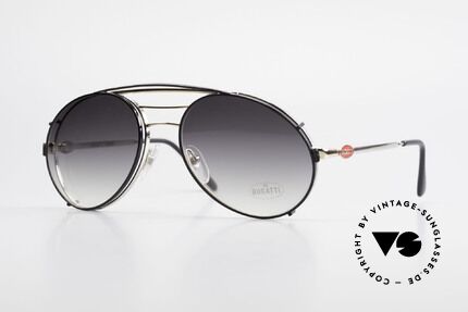 Bugatti 65536 Vintage Brille mit Sonnen Clip, klassische BUGATTI Fassung von circa 1985/86, Passend für Herren