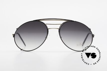 Bugatti 65536 Vintage Brille mit Sonnen Clip, in typischer / legendärer Bugatti-Tropfenform, Passend für Herren