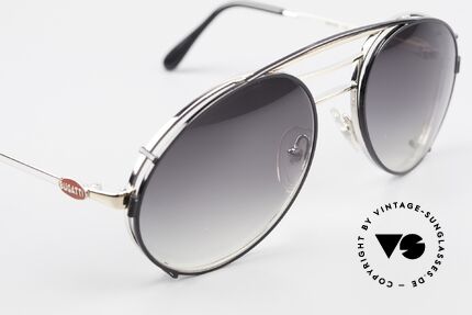 Bugatti 65536 Vintage Brille mit Sonnen Clip, ungetragen (wie alle unsere vintage BUGATTIS), Passend für Herren