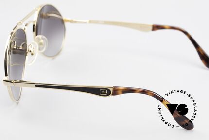 Bugatti 11911 80er Herren Luxus Sonnenbrille, vergoldeter Rahmen; Brücke wie eine Blattfeder, Passend für Herren