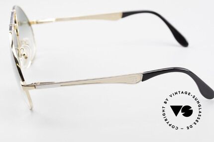 Bugatti 11908 80er Luxus Sonnenbrille XLarge, Rahmen gold/silber; Brücke wie eine Blattfeder, Passend für Herren