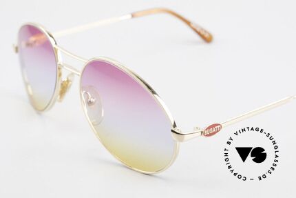 Bugatti 64335 Außergewöhnliche 80er Brille, originelle Gläser in 3fach Verlauf (Sunrise), Passend für Herren