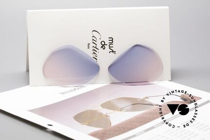 Cartier Vendome Lenses - M Sonnenglas Blau Pink Verlauf, origineller Farbverlauf von (Baby)-Himmelblau zu Pink, Passend für Herren