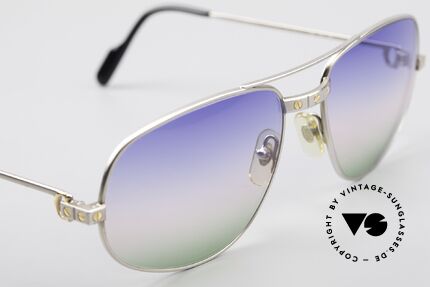 Cartier Romance Santos - L Palladium Luxus Sonnenbrille, originelle neue Sonnen-Gläser in Dreifach-Verlauf, Passend für Herren