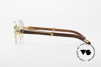 Cartier Giverny Ovale Edelholz Sonnenbrille, ovale, vergoldete Fassung mit Feder-Scharnieren, Passend für Herren und Damen