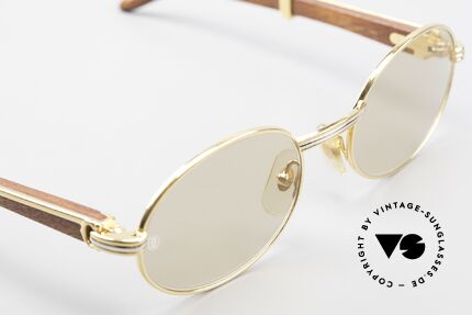 Cartier Giverny Ovale Edelholz Sonnenbrille, orig. Cartier Mineral-Sonnengläser OHNE Kratzer, Passend für Herren und Damen