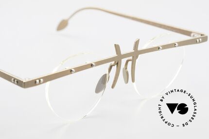 Theo Belgium Tita VI 9 Vintage Brille 90er Titanium, die Gläser sind mit Schrauben am Titan-Rahmen fixiert, Passend für Herren und Damen