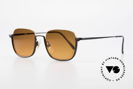 Jean Paul Gaultier 55-7161 Eckige Vintage Sonnenbrille, schwarze Lackierung & "Sonnenuntergang Gläser", Passend für Herren und Damen