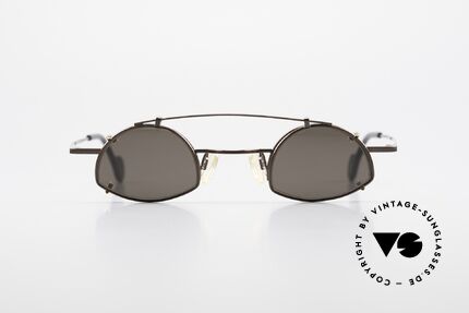 Theo Belgium Poco Kleine Brille mit Sonnenclip, originelles Modell (halb-randlos) mit Clip (Vollrand), Passend für Herren und Damen