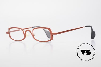 Theo Belgium Rectangle Rote Vintage Brille Damen, gemacht für die 'Avantgarde' und für Individualisten, Passend für Damen