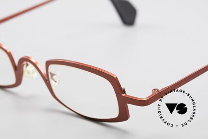 Theo Belgium Rectangle Rote Vintage Brille Damen, ungetragenes Theo-Exemplar für die, die sich trauen, Passend für Damen