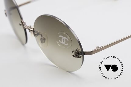 Chanel 4056 Runde 90er Luxus Sonnenbrille, Sonnengläser sind leicht verspiegelt braun (100% UV), Passend für Herren und Damen