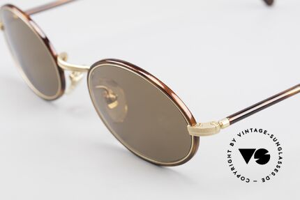 Cutler And Gross 0350 Vintage Sonnenbrille Oval 90er, sehr elegante Kombination von Materialien und Farben, Passend für Herren und Damen