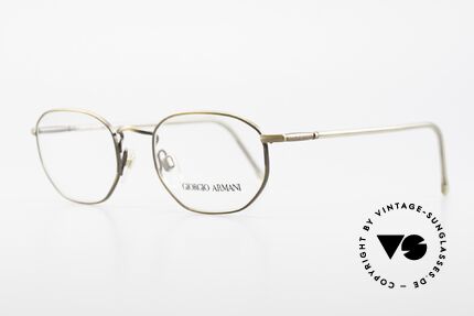 Giorgio Armani 187 Klassische Herrenbrille 90er, außergewöhnliche Lackierung in "antik gold"/messing, Passend für Herren