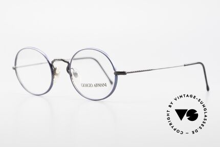 Giorgio Armani 247 No Retro Brille Oval Vintage, Rahmen in anthrazit und mit dunkelblauen-Ringen, Passend für Herren und Damen