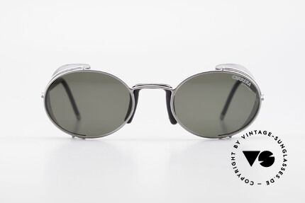 Carrera 5580 90er Sportbrille Steampunk, silber-schwarzer Rahmen in ungewöhnlicher Form, Passend für Herren und Damen