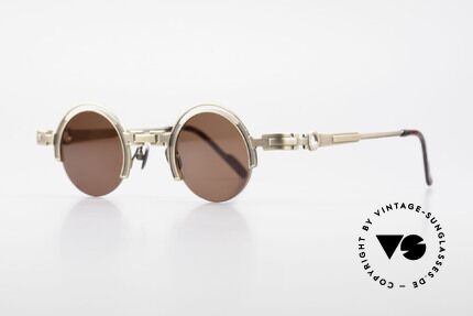 Koure KR8100 Runde 90er Steampunk Brille, viele interessante Rahmendetails im "Retro-Futurismus", Passend für Herren und Damen