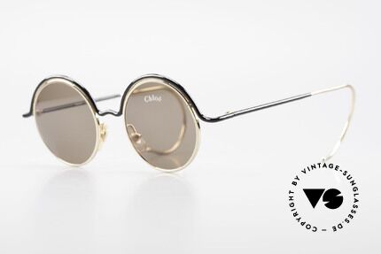 Chloe Show 1 Runde Sonnenbrille Damen, sehr elegantes Farbkonzept in schwarz und gold, Passend für Damen