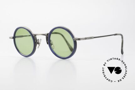 Freudenhaus Domo Runde Designer Sonnenbrille, geniale Lackierung: Metall mit grünlichem Farbstich, Passend für Herren