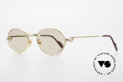 Cartier Saint Honore - S Kleine Ovale Sonnenbrille 90er, originale Mineralgläser mit Cartier-Logo (100% UV), Passend für Herren und Damen