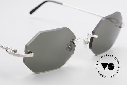 Cartier C-Decor Octag Achteckige Luxus Sonnenbrille, neue CR39 Gläser in grau-grün G15; 100% UV Schutz, Passend für Herren