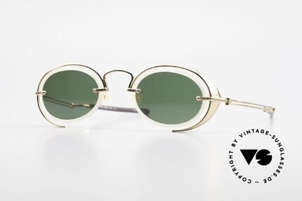 DOX 01 MGP Vergoldete Industrial Brille, rare, alte DOX Sonnenbrille von 1995, made in JAPAN, Passend für Herren und Damen
