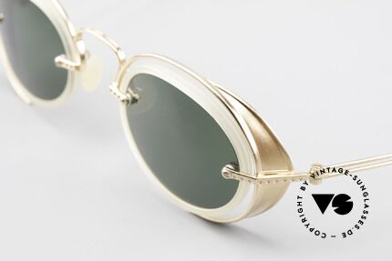 DOX 01 MGP Vergoldete Industrial Brille, ungetragen (wie alle unsere 1990er Brillen aus Japan), Passend für Herren und Damen