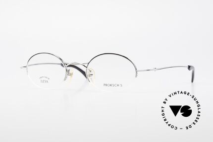 W Proksch's M35/2 Halb Randlos 90er Avantgarde, ovale Proksch's vintage Brillenfassung von 1995/96, Passend für Herren