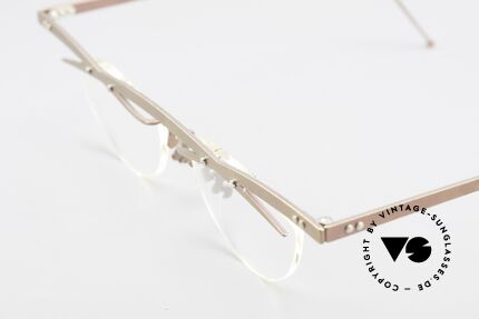 Theo Belgium Tita III 9 Crazy Vintage Brille XL 90er, die Gläser sind mit Schrauben am Titan-Rahmen fixiert, Passend für Herren und Damen