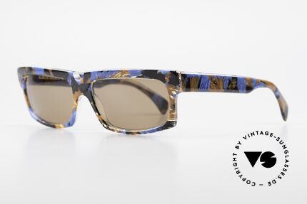Alain Mikli 706 / 395 XL 80er Designer Sonnenbrille, Rahmen ist kristall, blau, braun, schwarz gemustert, Passend für Herren