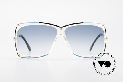 Cazal 864 Rare 80er Cazal Sonnenbrille, Farbkonzept in kristall / schwarz / türkis / gold, Passend für Damen