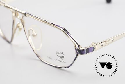 MCM München 13 Titanium Brille Blau Gemustert, enorm komfortabel (nur 17 Gramm); Größe 57/12, Passend für Herren und Damen