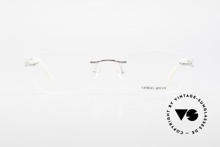 Giorgio Armani 310 Randlose Vintage Fassung, silber-verchromt mit glänzenden Bügel-Applikationen, Passend für Herren und Damen