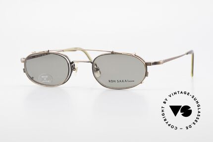 Koh Sakai KS9706 Original Made in Japan Brille, alte vintage Koh Sakai Brille mit Sonnen-Clip von 1997, Passend für Herren und Damen
