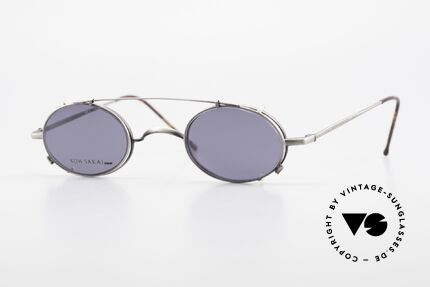 Koh Sakai KS9591 Kleine Ovale Fassung mit Clip, alte vintage Koh Sakai Brille mit Sonnen-Clip von 1997, Passend für Herren und Damen