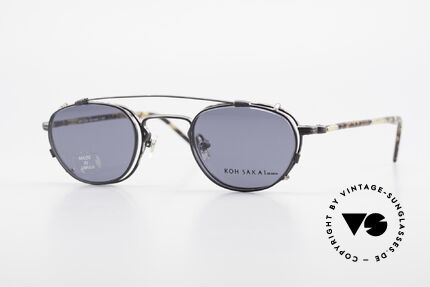 Koh Sakai KS9408 Kleine Brille mit Sonnenclip, alte vintage Koh Sakai Brille mit Sonnen-Clip von 1997, Passend für Herren und Damen
