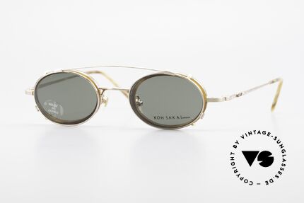 Koh Sakai KS9831 90er Brille Made in Japan Oval, alte vintage Koh Sakai Brille mit Sonnen-Clip von 1997, Passend für Herren Koh Sakai KS9831 90er Brille Made in Japan Oval, alte vintage Koh Sakai Brille mit Sonnen-Clip von 1997, Passend für Herren