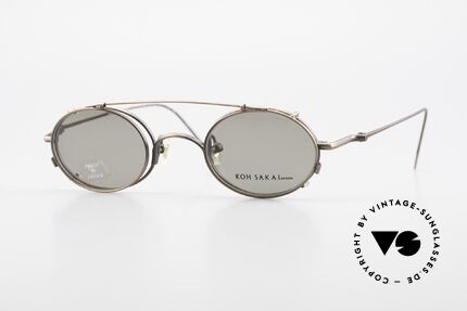 Koh Sakai KS9541 Ovale Brille mit Sonnenclip, alte vintage Koh Sakai Brille mit Sonnen-Clip von 1997, Passend für Herren und Damen