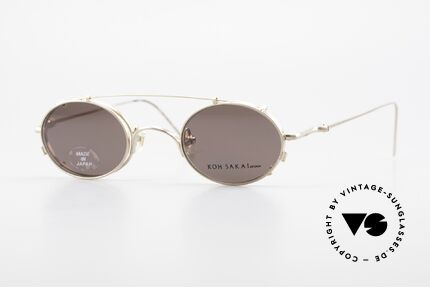 Koh Sakai KS9541 Ovale Brille Made in Japan 90er, alte vintage Koh Sakai Brille mit Sonnen-Clip von 1997, Passend für Herren und Damen